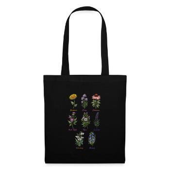 Collection d’herbes et de fleurs botaniques - Sac en tissu - noir - Devant