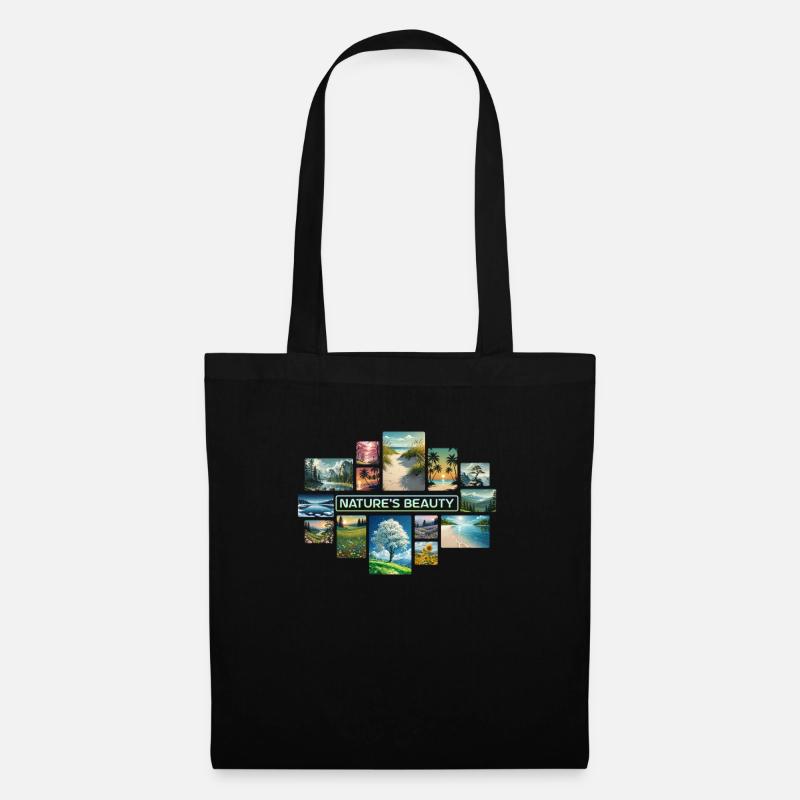 Collage de la beauté de la nature - Sac en tissu - noir