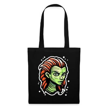 Green Alien Woman – Sci-Fi Tattoo Style - Tote Bag - black - Front