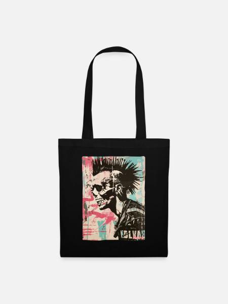 Punk Rock Totenkopf Design - Stoffbeutel - Schwarz