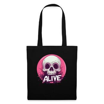 Squelette « Vivant » – Crâne ironique - Sac en tissu - noir - Devant