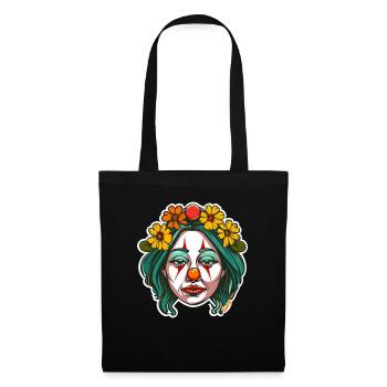 Clown triste avec couronne de fleurs - Sac en tissu - noir - Devant