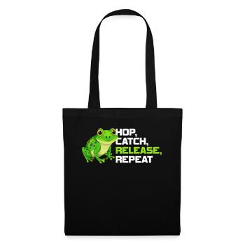 Hop Catch Release Repeat Frosch Humor - Stoffbeutel - Schwarz - Vorne