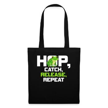 Hop Catch Release Repeat Frosch Humor - Stoffbeutel - Schwarz - Vorne