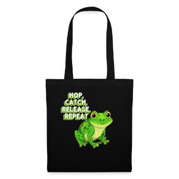 Hop Catch Release Repeat Frosch Humor - Stoffbeutel - Schwarz - Vorne