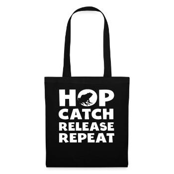 Hop Catch Release Repeat Frosch Humor - Stoffbeutel - Schwarz - Vorne