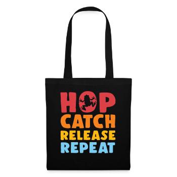 Hop Catch Release Repeat Frosch Humor - Stoffbeutel - Schwarz - Vorne