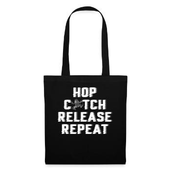 Hop Catch Release Repeat Frosch Humor - Stoffbeutel - Schwarz - Vorne