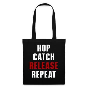 Hop Catch Release Repeat Frosch Humor - Stoffbeutel - Schwarz - Vorne