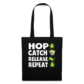 Hop Catch Release Repeat Frosch Humor - Stoffbeutel - Schwarz - Vorne