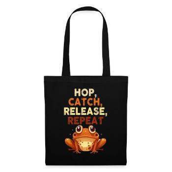 Hop Catch Release Repeat Frosch Humor - Stoffbeutel - Schwarz - Vorne