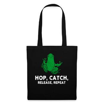 Hop Catch Release Repeat Frosch Humor - Stoffbeutel - Schwarz - Vorne