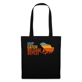 Hop Catch Release Repeat Frosch Humor - Stoffbeutel - Schwarz - Vorne