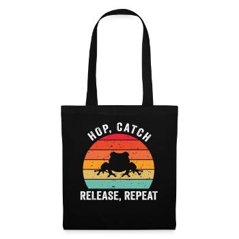 Hop Catch Release Repeat Frosch Humor - Stoffbeutel - Schwarz - Vorne