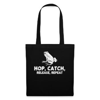 Hop Catch Release Repeat Frosch Humor - Stoffbeutel - Schwarz - Vorne
