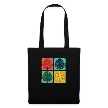 Retro Monstera Leaf Grid - Tote Bag - black - Front