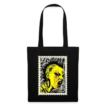 Wild punk woman with mohawk and anger on postage stamp - Tote Bag - black - Front