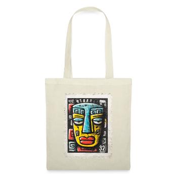 Bunte Maske im Tribal-Stil auf Briefmarke - Stoffbeutel - Natur - Vorne