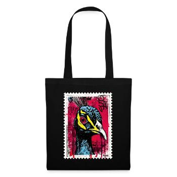 Pfau mit pinkem Blick im Streetart-Look - Stoffbeutel - Schwarz - Vorne