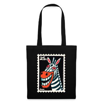 Grinning zebra in stamp look - Tote Bag - black - Front