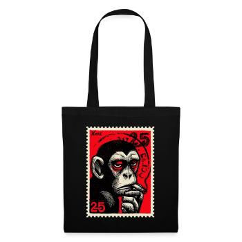 Cool monkey on postage stamp - Tote Bag - black - Front