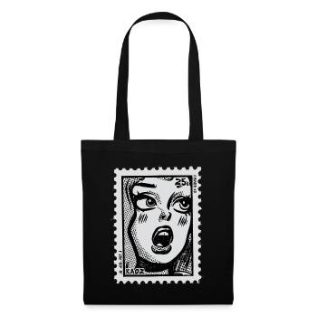 Comic Woman in Shock – Pop Art Postage Stamp - Tote Bag - black - Front