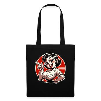 Freche Retro-Dame mit Pin-up-Charme - Stoffbeutel - Schwarz - Vorne