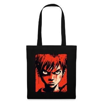Angry boy in red cartoon style - Tote Bag - black - Front