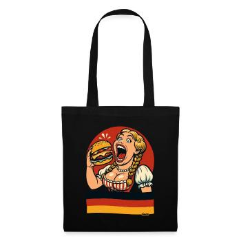Dirndl woman eats giant burger - Tote Bag - black - Front