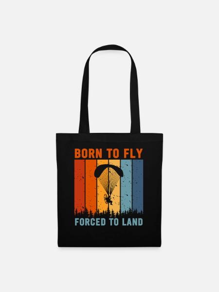 Born To Fly Gezwungen zu Landen Motorschirm - Stoffbeutel - Schwarz