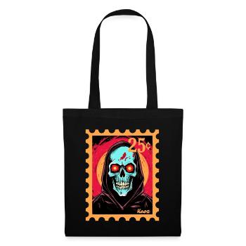 Crâne lumineux avec capuche sur timbre - Sac en tissu - noir - Devant