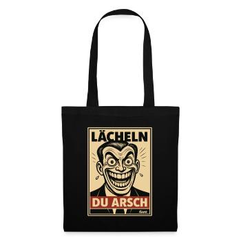 Lächeln du Arsch Sarkamsmus Comic im Retro Stil - Stoffbeutel - Schwarz - Vorne