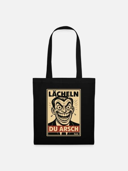 Lächeln du Arsch Sarkamsmus Comic im Retro Stil - Stoffbeutel - Schwarz