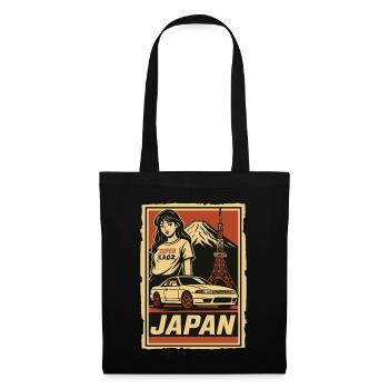 JDM Japan Retrodesign mit Auto und Mädchen - Stoffbeutel - Schwarz - Vorne