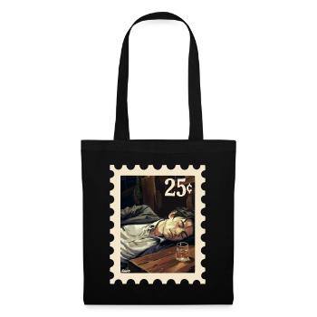Man sleeping next to glass on table - Tote Bag - black - Front