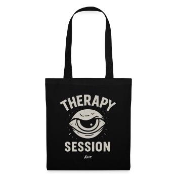 Cartoon Auge mit Schriftzug Therapie Session - Stoffbeutel - Schwarz - Vorne