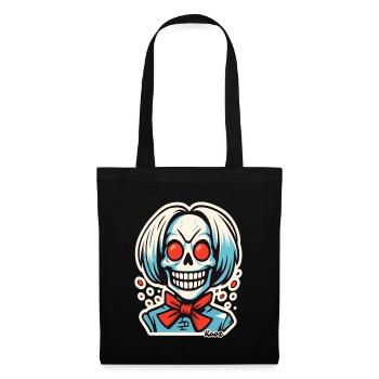 Grinning skeleton with red ribbon - Tote Bag - black - Front