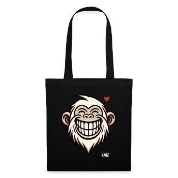 Singe souriant avec cœur - Sac en tissu - noir - Devant
