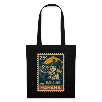 Girl with yokai cat and full moon - Tote Bag - black - Front
