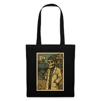 Skeleton with brain on basketball court - Tote Bag - black - Front