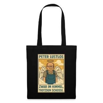 Peter Lustlos Engel mit Latzhose im Himmel - Stoffbeutel - Schwarz - Vorne