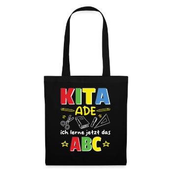 Kita Ade Ich lerne jetzt das ABC Schulkind - Stoffbeutel - Schwarz - Vorne