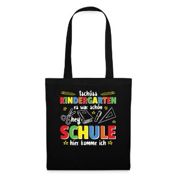 Tschüss Kindergarten Abschied Schule Einschulung - Stoffbeutel - Schwarz - Vorne