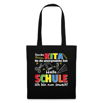 Kita Abschied Hallo Schule ich bin soweit! - Stoffbeutel - Schwarz - Vorne