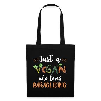Just A Vegan Who Loves Paragliding Paraglider Para - Stoffbeutel - Schwarz - Vorne