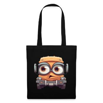 Camion comique avec visage - Sac en tissu - noir - Devant