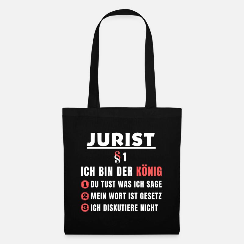 Jurist Geschenk - Ich bin der König - Stoffbeutel - Schwarz