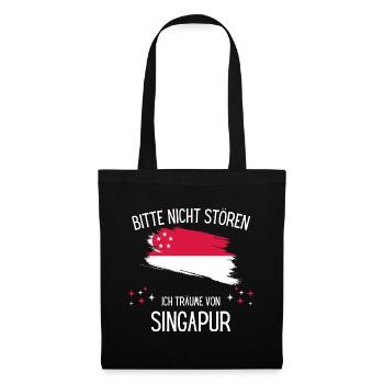 Bitte Nicht Stören Ich Träume Von Singapur - Stoffbeutel - Schwarz - Vorne