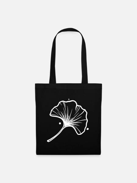 Blatt Ginkgo Weiß - Stoffbeutel - Schwarz