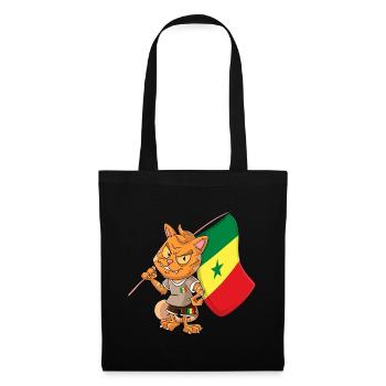 Senegal Fan Katze - Stoffbeutel - Schwarz - Vorne